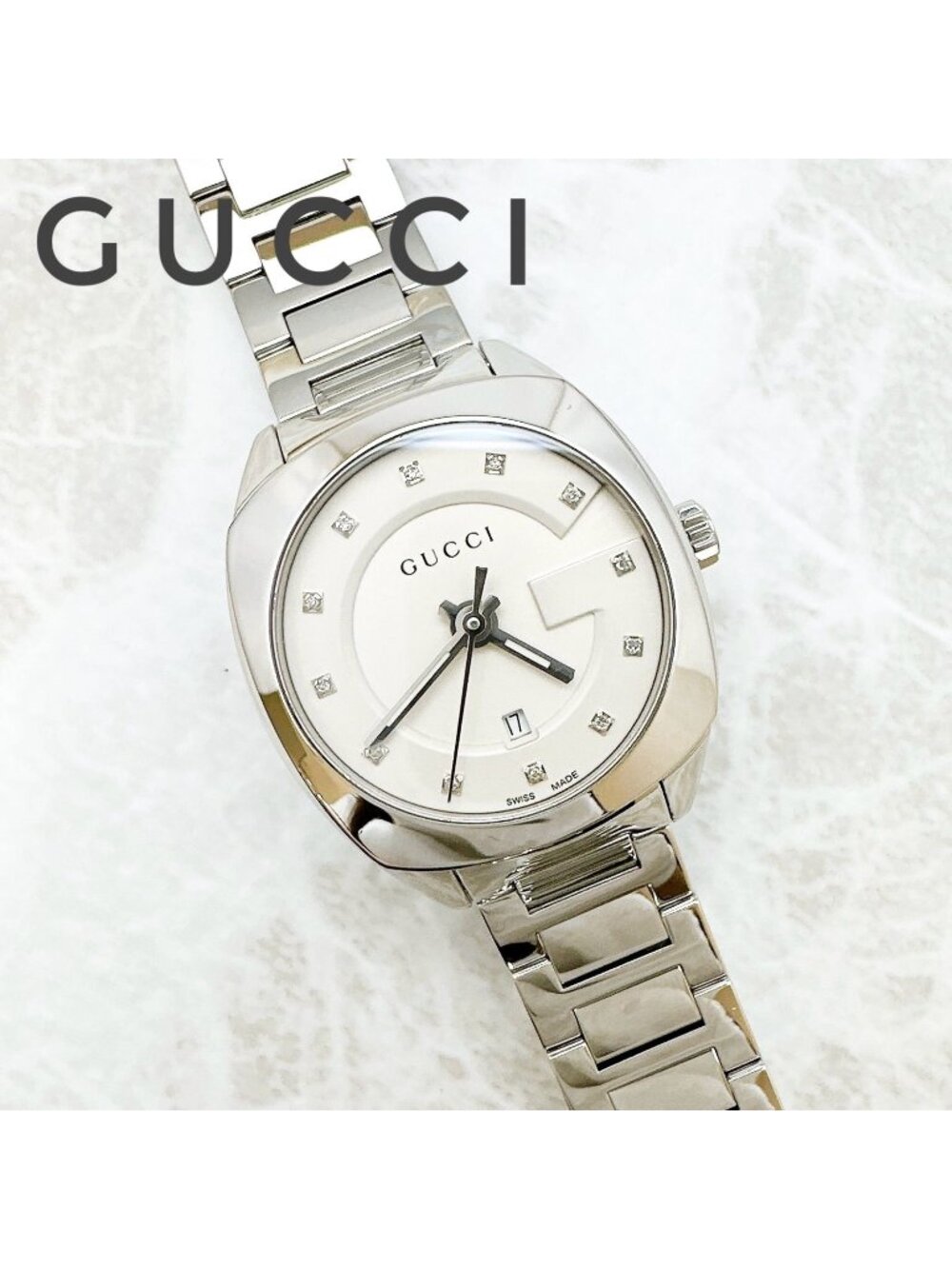 Gucci 142.5 Watch Diamond Quartz Stainless Steel 17